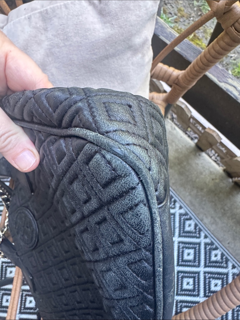 Tory Burch Black Quilted Satchel with Gold Chain-Trim - Picture 4 of 11